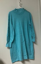 Talbots Women’s Sweater Dress Size Large Blue Teal High Neck Knit Long Sleeve