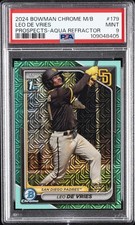 2024 BOWMAN MEGA BOX CHROME PROSPECTS AQUA REFRACTOR LEO DE VRIES 155/299 PSA 9