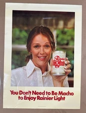 Vintage Rainier Light Beer Macho Promo Advertisement Poster 21.5” x 29”