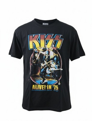  KISS Alive in 75 Black Graphic Black Rock and Roll T-Shirt 2XL - XXL NWT