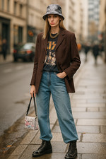 NWT 90s BARNEYS NEW YORK Brown PINSTRIPE Menswear Style WOOL Jacket BLAZER 6 M