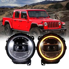LED Runde Halo Scheinwerfer für Jeep Wrangler JL Gladiator JT 2018-24 DRL Lampen