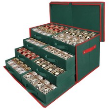 WDZREE Premium Large Christmas Ornament Storage,Box with 128 count, Green
