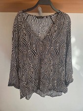 Blusa camicetta Massimo Dutti V-Neck Blouse 100% Viscose Casual Chic optical art