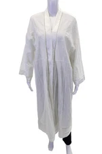 Zara Women's Round Neck Long Sleeves Open Front Robe White Size S