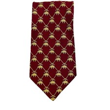 Brooks Brothers Silk Burgundy Tie with Golden Fleece Logo Woven England Made USA