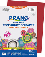  Formerly SunWorks Construction Paper, Holiday Red, 9" x 12", 50 Sheets