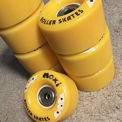 Moxi Yellow Roller Skate Wheels w/ ABEC 5 Bearings Set of 8