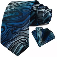 Fashion Paisley Tie and Pocket Square Set Mens Plaid Necktie 22