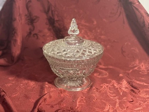 Vintage Anchor Hocking Wexford Clear Glass Lidded Candy Dish Great Condition!