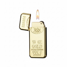 Accendino Barra d'Oro Metallo Butano Regalo Uomo Strumento Accensione