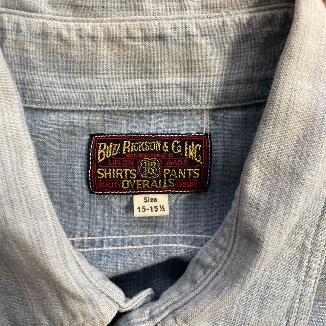 BUZZ RICKSONS Buzz Ricksons Chambray Shirt Made i… - image 2