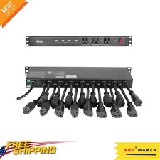 Compact 1U PDU with 4 USB Ports - 19 Power Outlets  Circuit Protection Features
