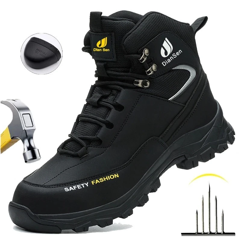 Safety Boots Waterproof Steel Toe Work Shoes for Men Durable Protective Footwear