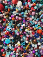 175 Grams Loose Beads Mix Shapes Bead Soup Bulk Glass Clay Metal Craft Charms
