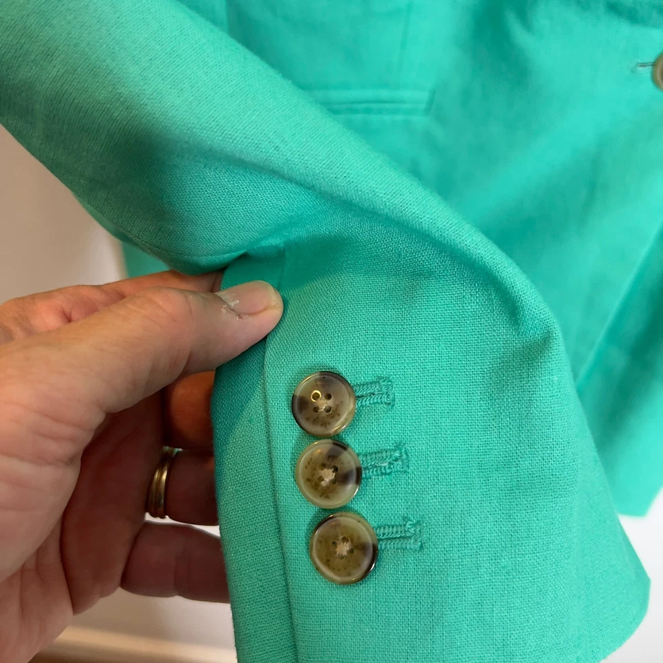 Blazer Holanda de lino verde talla 12 Al222 J.Crew para mujer $178 Foto 4 de 4