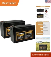 2 Pack 12V 10Ah Lithium Ion LiFePO4 Deep Cycle Battery, 2000+ Cycles Recharge...