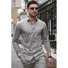 Collars  Co Quattro Flex Dress Shirt with Semi-Spread Collar Brown Houndstooth