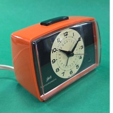 Retro Space Age 1960s 1970s West German Schatz 820 orange electric alarm clock
