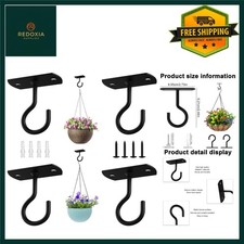 Sturdy Black Plant Ceiling Hooks for Wall Mounted Planters 4 Pack