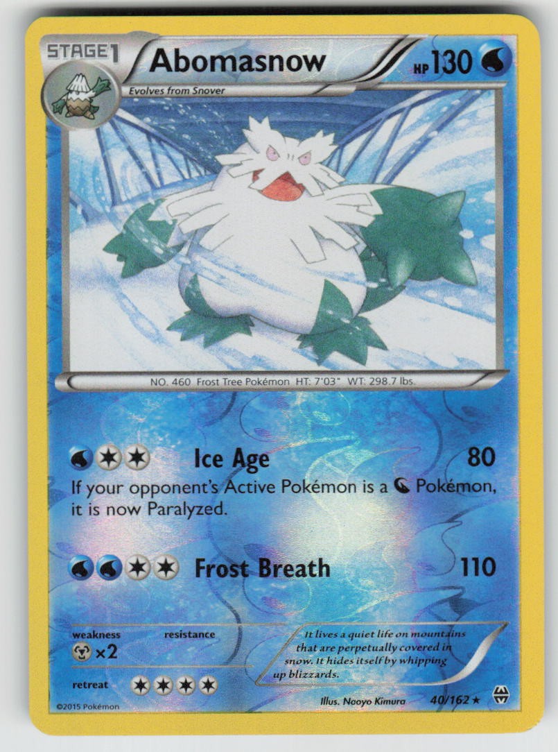 Abomasnow 40/162 Rare BREAKthrough Pokemon Reverse Holo Near Mint