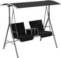 2 Seater Garden Swing Chair Patio Rocking Bench w/Tilting Canopy, Double Padded