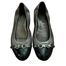 Mismatched Size AGL EUR 37 38 US 7 8 Ballet Flats Pewter Black Cap Toe Slip On