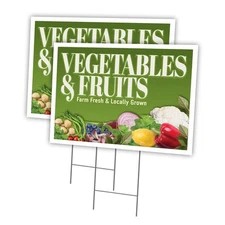 Vegetables And Fruits Multi-Pack of Yard Signs & Stake Coroplast Stand Cart Vegg