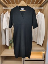 JIGSAW MEDIUM BLACK DRESS JUMPER SHORT SLEEVE V NECK CASUAL PLAIN WORK WOMENS