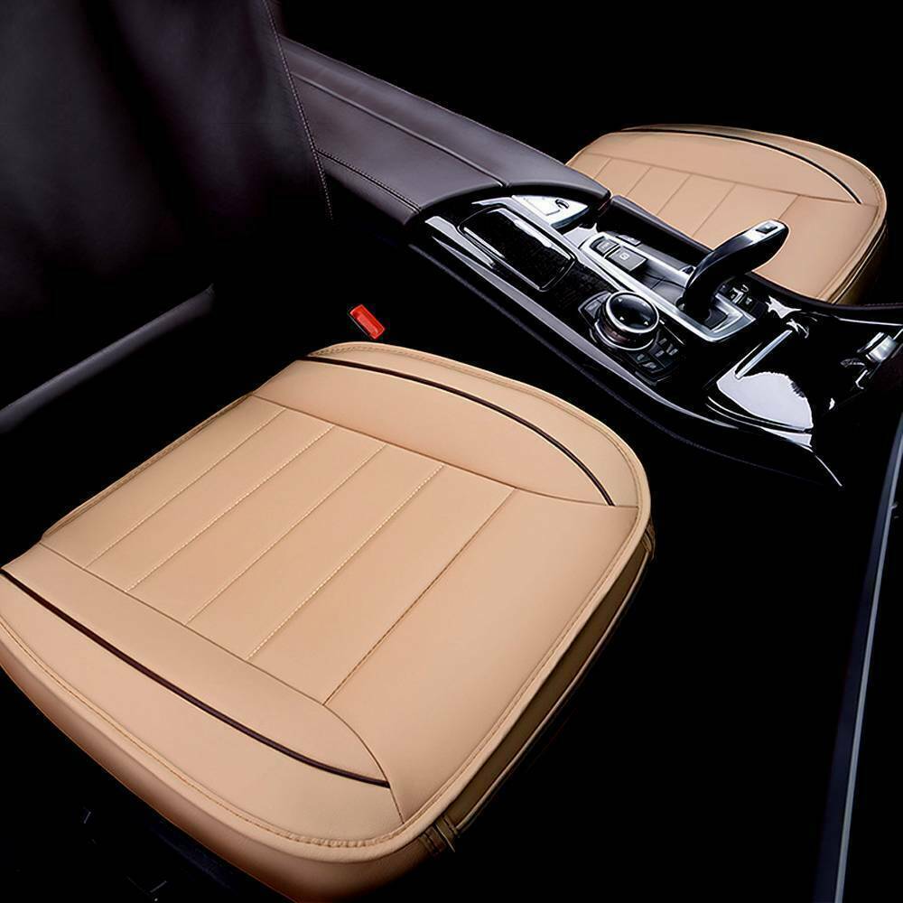 Car Front Seat Cover Beige Full Surround Pad Auto PU Leather Chair