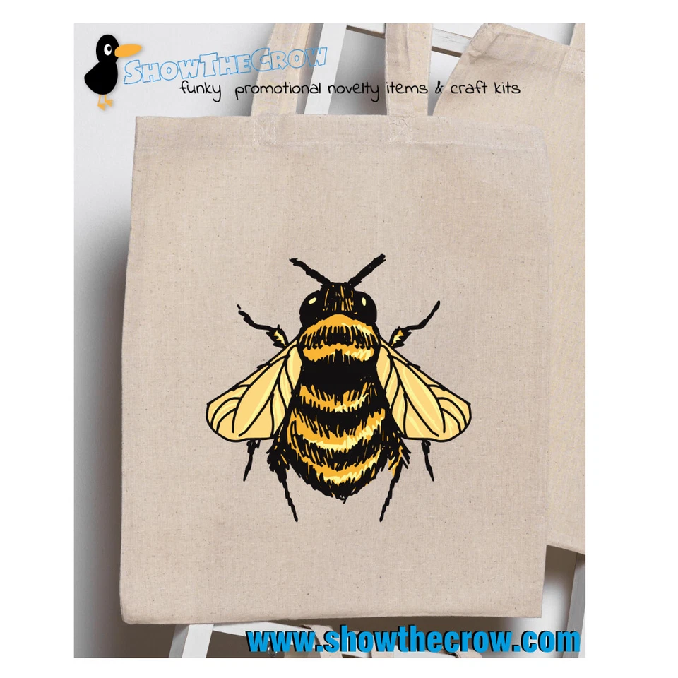 SHIOWTHECROW.COM "Bumble Bee" Bee Insect Bumble Bee 100% Premium Cotton Tote Gift Shoppers Bag