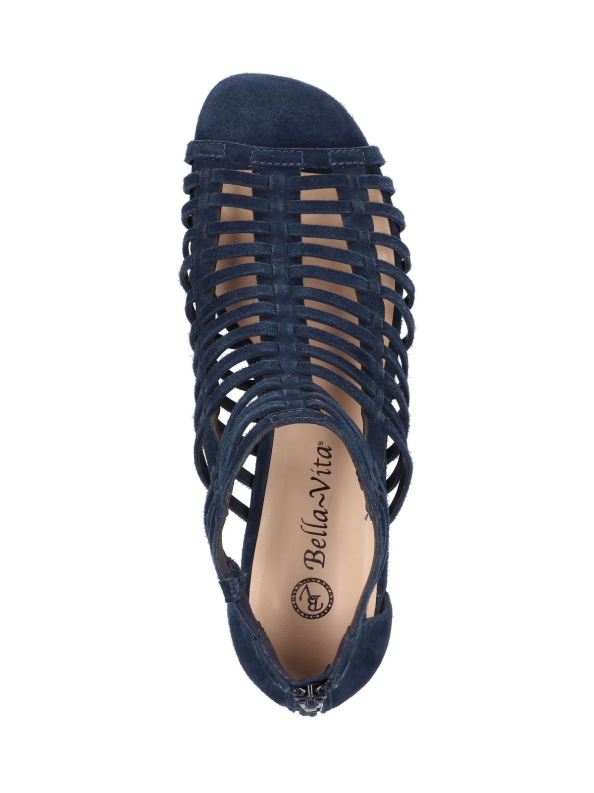 BELLA VITA Womens Navy Holden Open Leather Heeled Gladiator Sandal 6.5 M