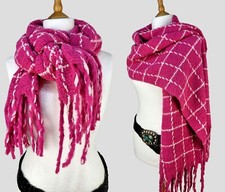 Image of Italy Super Fluffy and Soft Checked Blanket Scarf Wrap Warm Wool