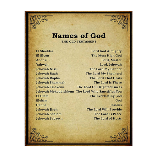  Names Of God Old Testament Meanings Bible Wall Art 10 X 8