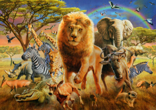 500 Pieces Jigsaw Puzzle Animals Lion Elephant Zebra + More - Brand New & Sealed - Picture 1 of 1