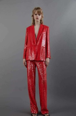 zara red sequin suit