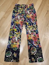 Johnny Was JW Los Angeles Chelsea Garden Straight Anklet Slit Leggings S Euc