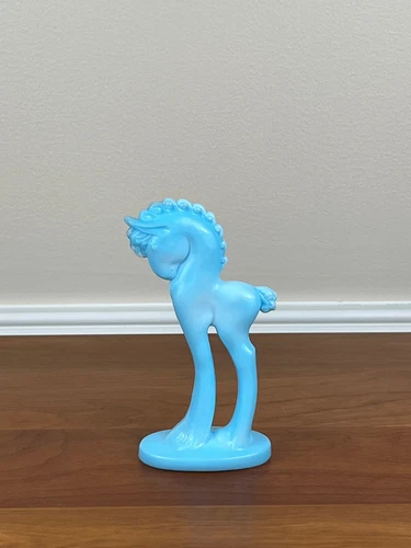 Vintage Mosser Glass Blue Milk Slag Pony Trojan Horse 5 ¾” Figurine