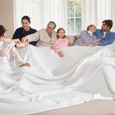 100 Cotton Large Blanket Oversized King for Bed-Breathable Waffle Weave Blanket