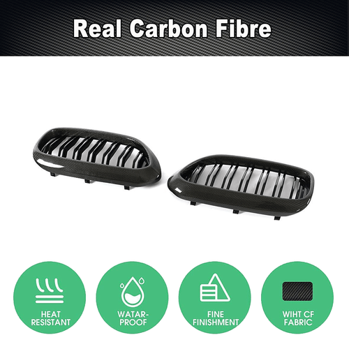 für BMW G30 G38 F90 M5 Carbon Kühlergrill Doppelsteg Grill Nieren Glanz Schwarz - Picture 5 of 14