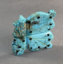 Zuni Carved Turquoise Butterfly Maid Fetish w/ Inlaid Spots by Danette Laate NEW