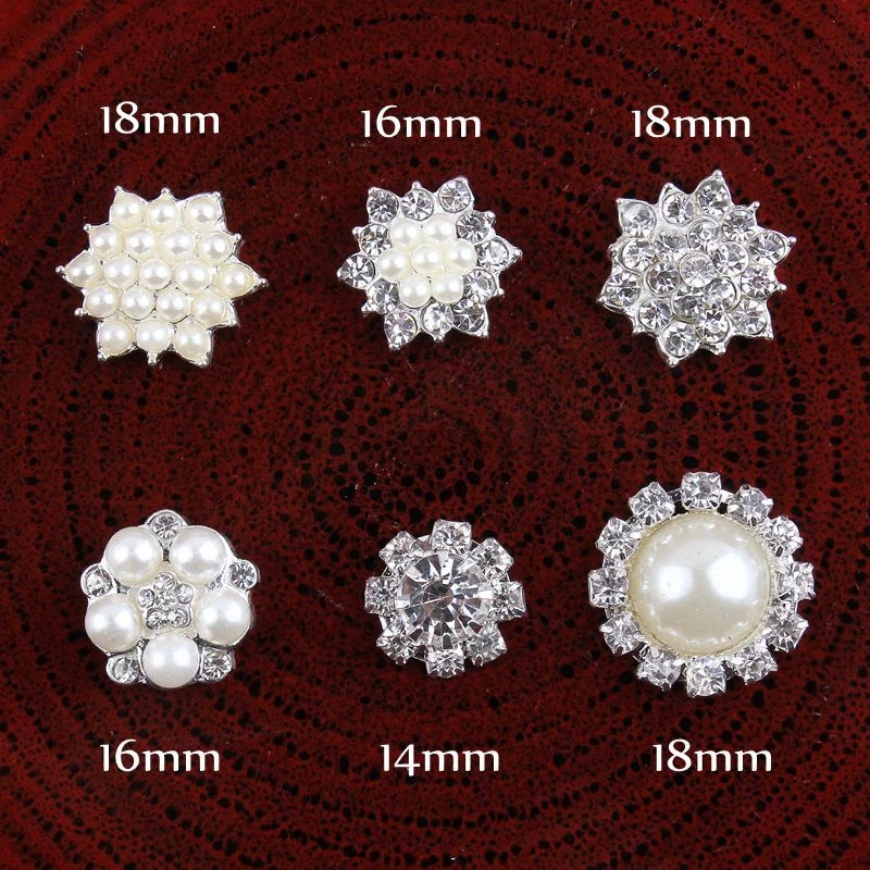 30PCS Crystal Pearls Craft Supplies Flatback Rhinestone Buttons  - Image 2 of 2