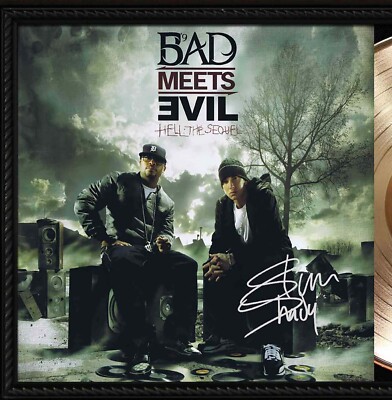Eminem Bad Meets Evil Cherry wood Reproduction Signature Record