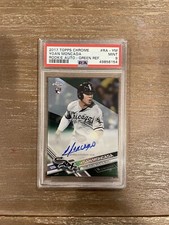 A stunning 2017 Topps Chrome Yoan Moncada RC Green Refractor Auto PSA 9 #59 / 99