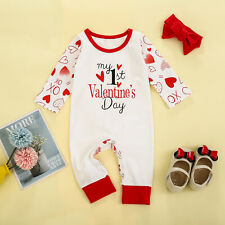 Newborn Baby Girls Valentines Outfits My First Valentine's Day Romper Bodysuit