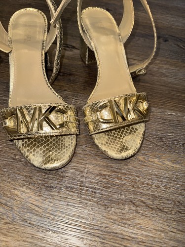 MICHAEL MICHAEL KORS Women's Gold Metallic Leather Izzy Dress Sandals SZ 6M - Picture 2 of 10