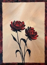 ACEO Original Hand-painted Acrylic 2.5x3.5 Canvas card: rose flower red gothic