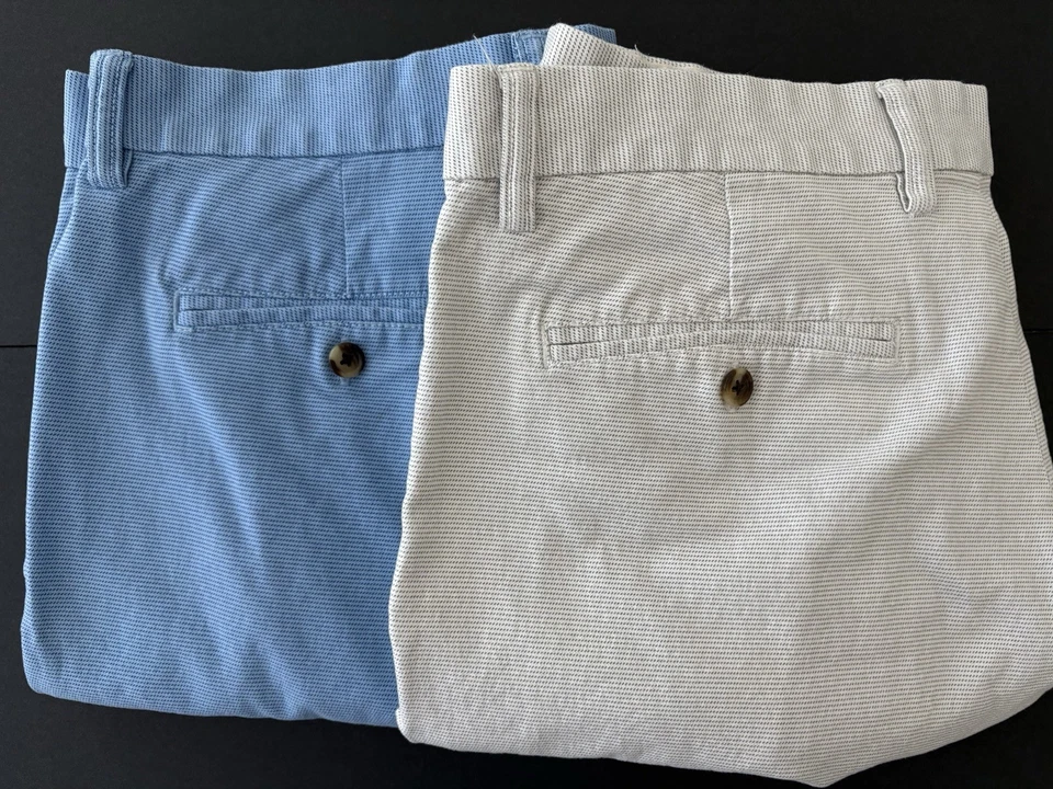 2 pares de pantalones cortos antiguos azul marino para hombre talla 36 azul/blanco con flexión incorporada y 5 bolsillos Foto 2 de 4