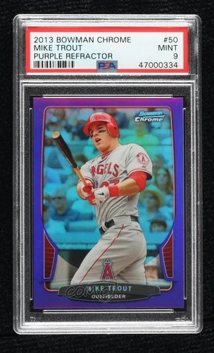 2013 Bowman Chrome Purple Refractor 90/199 Mike Trout #50 PSA 9 MINT