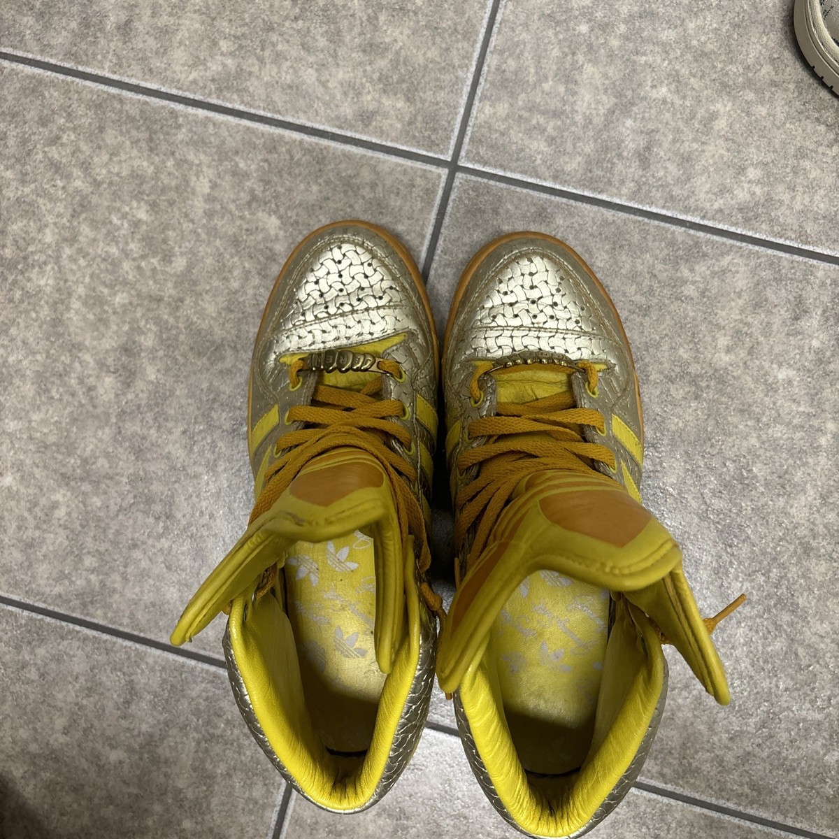 Rare Adidas Jeremy Scott High-Top Sneakers Men 8.5 Silver